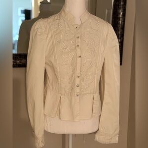 White House Black Market size 6 embroidered floral scroll cotton jacket blazer